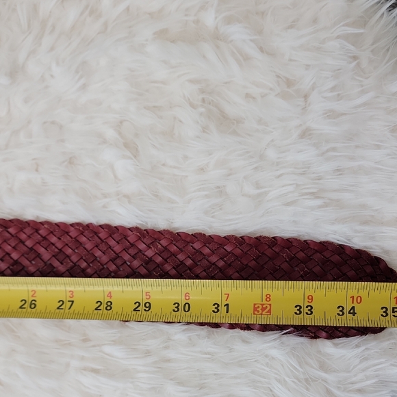 Linea Pelle Burgundy Braided Belt with Gold Buckle